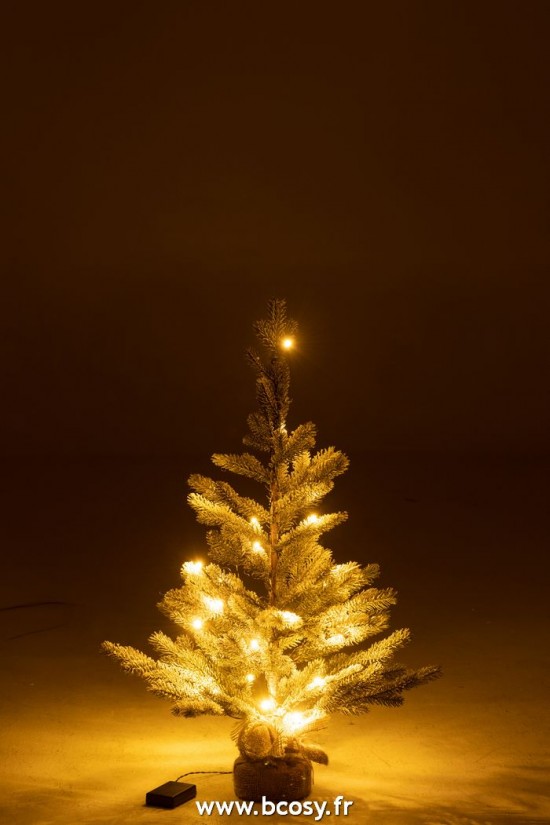 J-Line arbres decos Jolipa J Line Jline Sapin De Noel Enneige Led Piles En Pot Ju Plastique Vert Medium