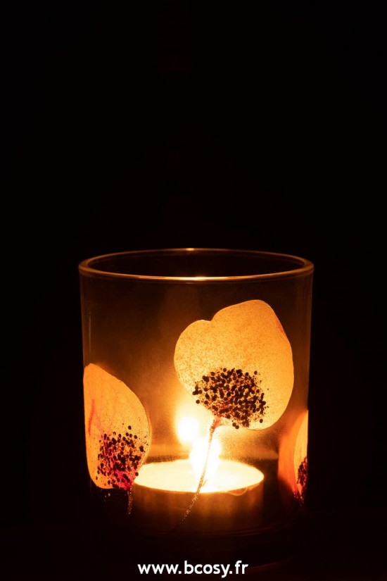 J-Line photophores Jolipa J Line Jline Photophore Feuille Sechee Ocre Paillettes Medium