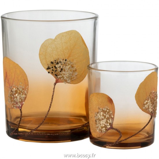 Jolipa J Line Jline Photophore Feuille Sechee Ocre Paillettes Medium