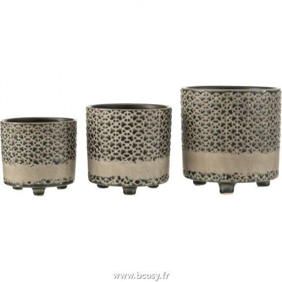 J-Line cachepots de fleur Jolipa J Line Jline Cachepot Mosaique Ceramique Gris Bleu Large