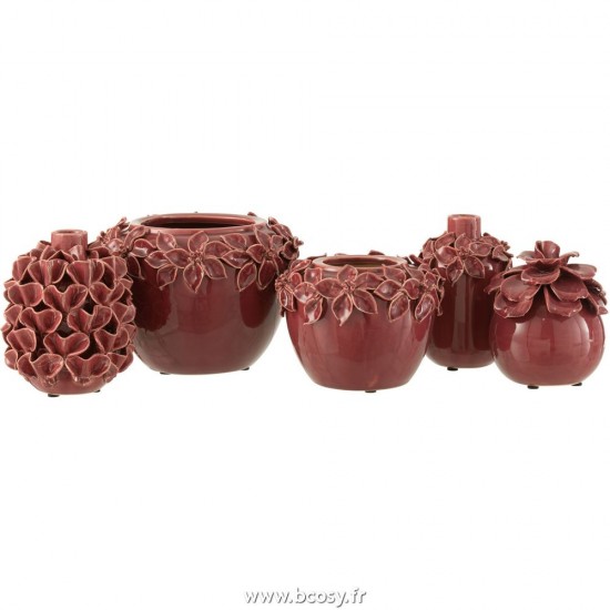 J-Line cachepots de fleur Jolipa J Line Jline Cachepot Fleur Ceramique Rose Large