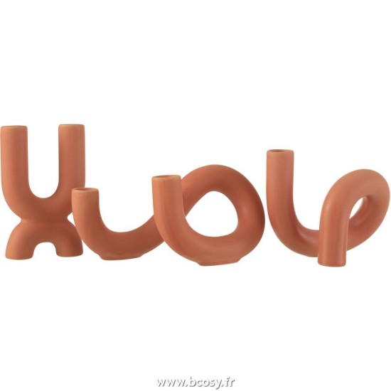 J-Line chandeliers candélabres Jolipa J Line Jline Bougeoir Torsion 2 Bougies Ceramique Orange