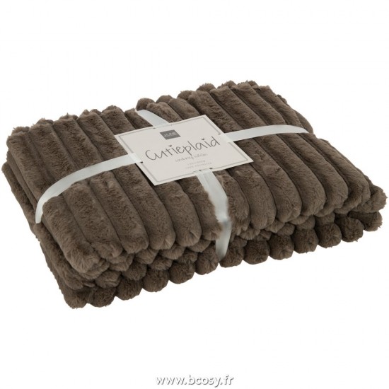 J Line Plaid Corduroy Polyester Taupe L180xB130xH2 cm Jline 28043 by Jolipa 28043