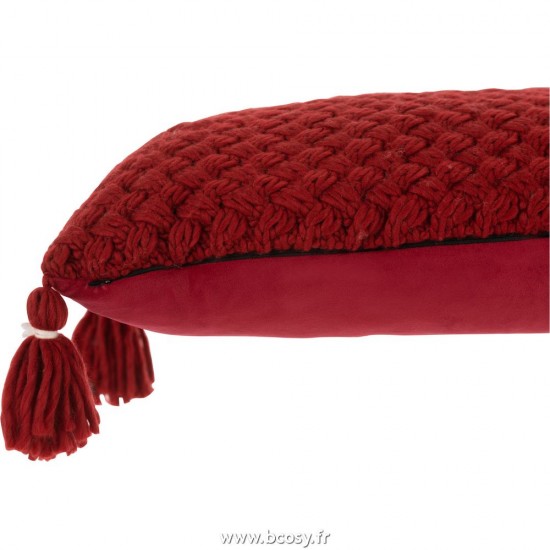 J-Line coussins Jolipa J Line Jline Coussin Crochet Frange Acryl Rouge