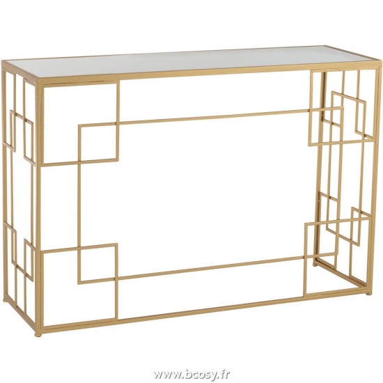 J Line Console Lignes Metal Verre Or L120xB40xH82 cm Jline 28701 by Jolipa 28701