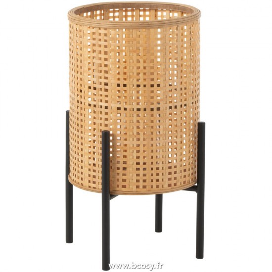 J Line Lanterne A Pied Bamboo Naturel Small L28xB28xH51 cm Jline 28729 by Jolipa 28729
