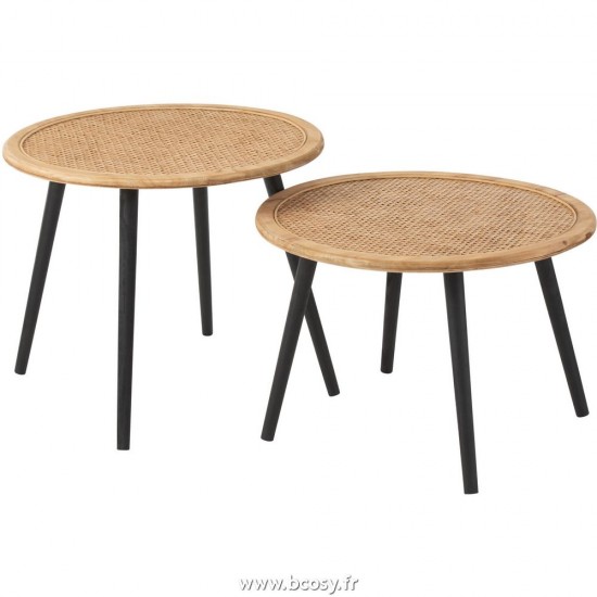 J Line Set De Deux Table D'Appoint Bamboo Naturel L68xB68xH40 cm Jline 28731 by Jolipa 28731