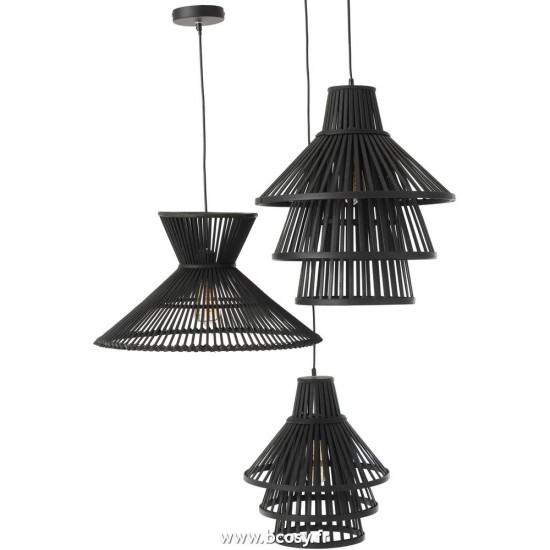 Jolipa J Line Jline Suspension Luminaire A Couche Bamboo Noir Small