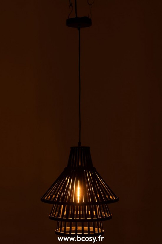 J-Line lampes suspendues suspensions pendantes Jolipa J Line Jline Suspension Luminaire A Couche Bamboo Noir Medium
