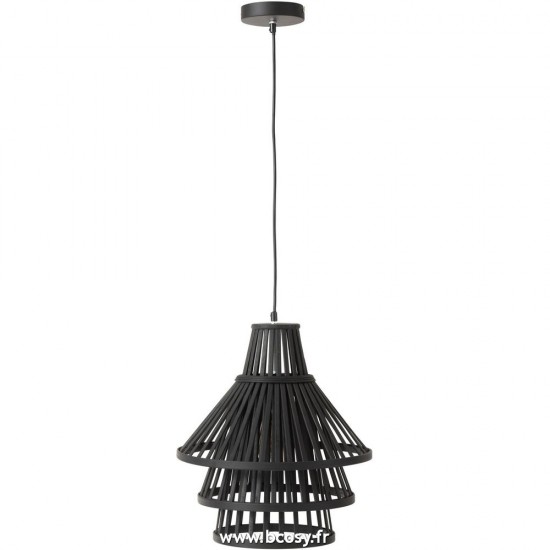 J Line Suspension Luminaire A Couche Bamboo Noir Medium L36xB36xH42 cm Jline 28737 by Jolipa 28737