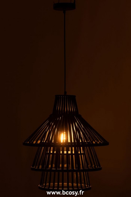 J-Line lampes suspendues suspensions pendantes Jolipa J Line Jline Suspension Luminaire A Couche Bamboo Noir Large