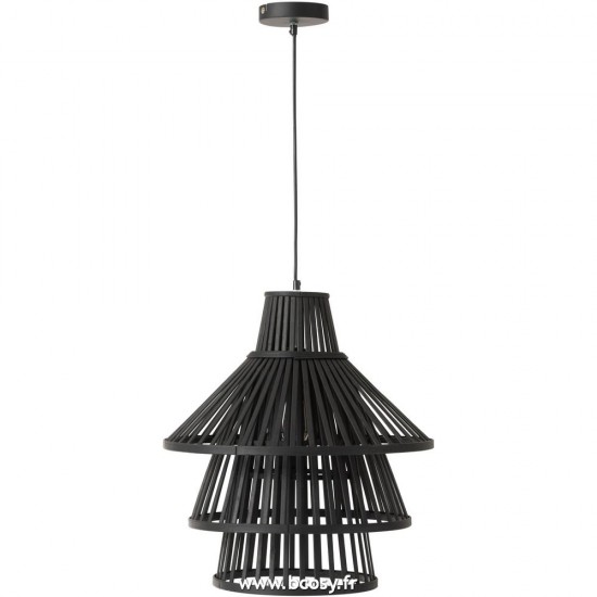 J Line Suspension Luminaire A Couche Bamboo Noir Large L47xB47xH51 cm Jline 28738 by Jolipa 28738