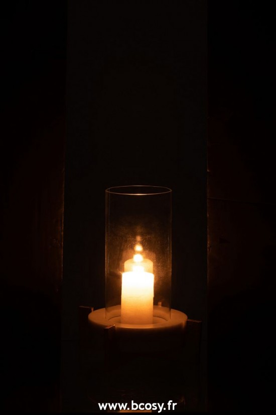 Jolipa J Line Jline Photophore Verre Base Marbre Metal Gris Champagnesmall