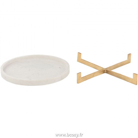 J-Line plats Jolipa J Line Jline Plateau Marbre Base Metal Gris Champagne