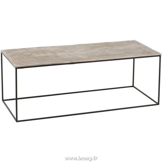 J Line Table De Salon Rectangle Aluminium Fer Argent Noir L110xB50xH40 cm Jline 28810 by Jolipa 28810