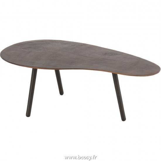 J Line Table De Salon Goutte Aluminium Fer Marron Small L90xB56xH32 cm Jline 28823 by Jolipa 28823