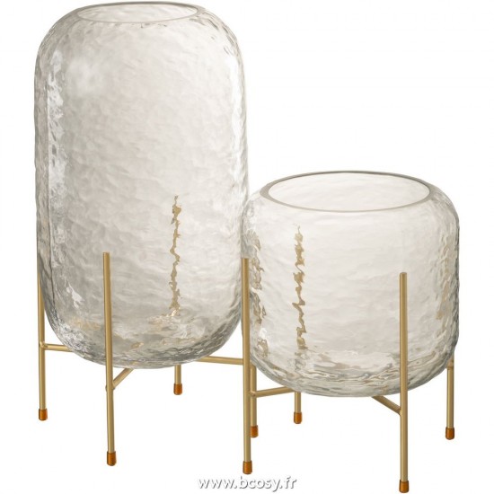 Jolipa J Line Jline Vase Rond Pied Verre Transparent Large