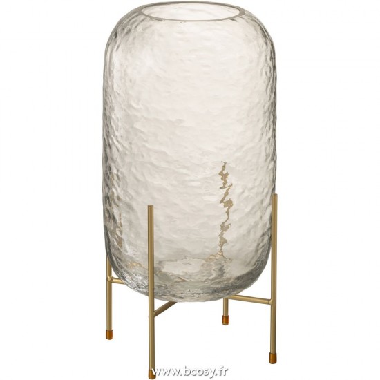 J Line Vase Rond +Pied Verre Transparent Large L18xB18xH30 cm Jline 28869 by Jolipa 28869