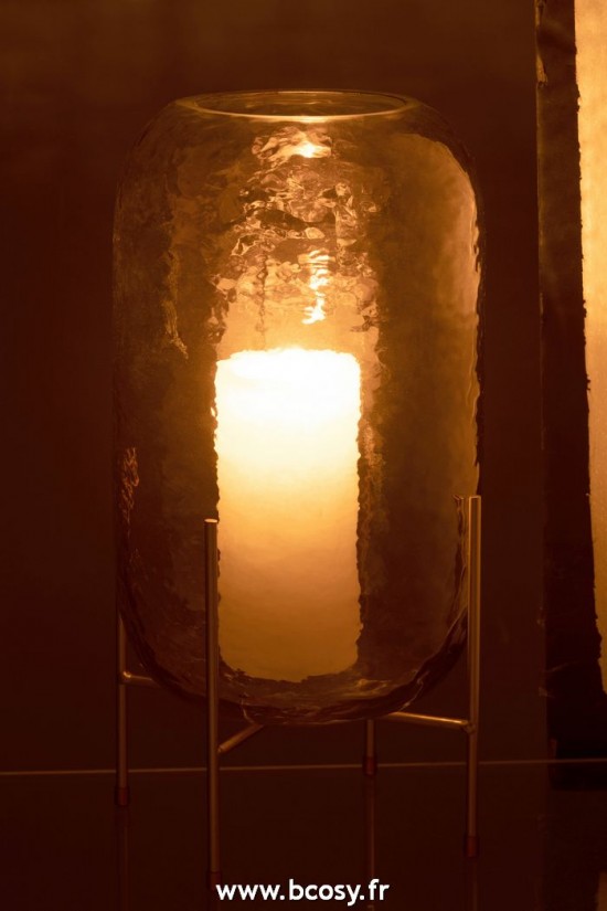 J-Line vases Jolipa J Line Jline Vase Rond Sur Pied Verre Marron Or Large