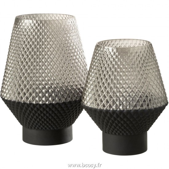 Jolipa J Line Jline Vase Motif Verre Gris Large