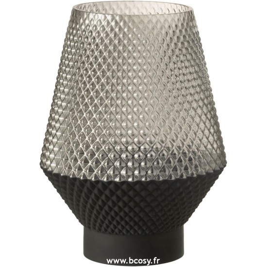 J Line Vase Motif Verre Gris Large L22xB27xH27 cm Jline 28896 by Jolipa 28896