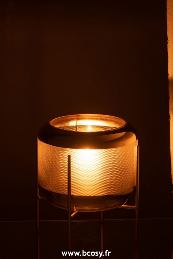 J-Line vases Jolipa J Line Jline Vase Rond Motif Sur Pied Verre Transparent Or