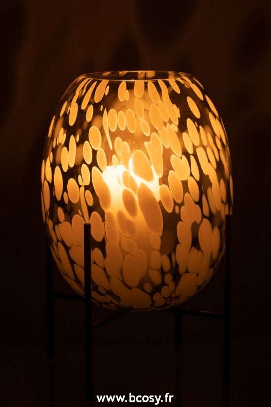 J-Line vases Jolipa J Line Jline Vase Sur Pied Tache Verre Gris Blanc Large