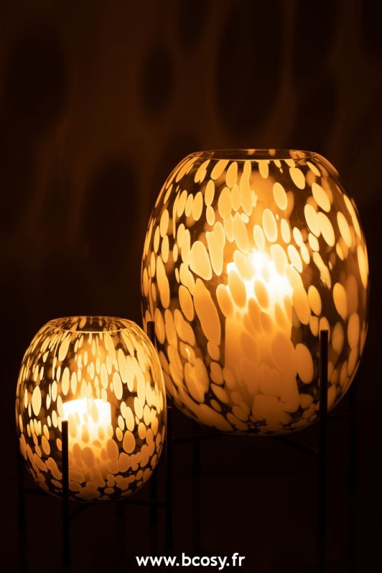 J-Line vases J Line Vase Sur Pied Tache Verre Gris Blanc Large