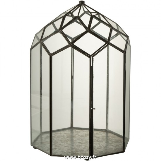 J Line Terrarium Verre Metal Noir Large L28xB28xH50 cm Jline 28983 by Jolipa 28983