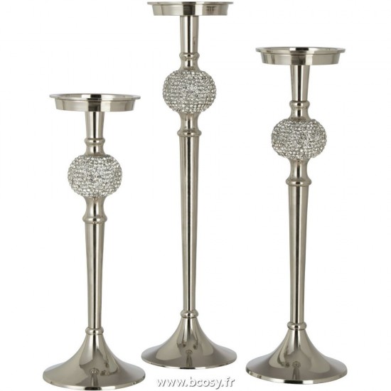 J-Line chandeliers candélabres Jolipa J Line Jline Bougeoir Sur Pied Diamant Sphere Aluminium Argent Medium