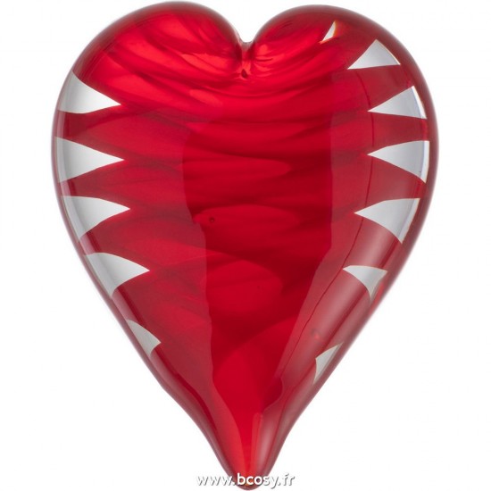 J Line Presse Papier Coeur Couche Verre Rouge L8xB4xH10 cm Jline 29115 by Jolipa 29115