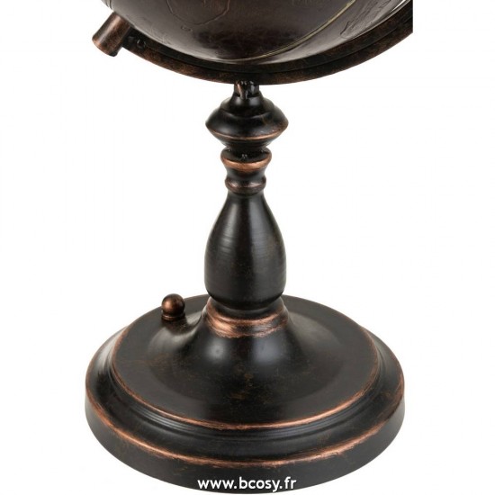 J-Line mappemondes sur pied globes terrestres Jolipa Jline Mappemonde Gravure Metal Marron Fonce