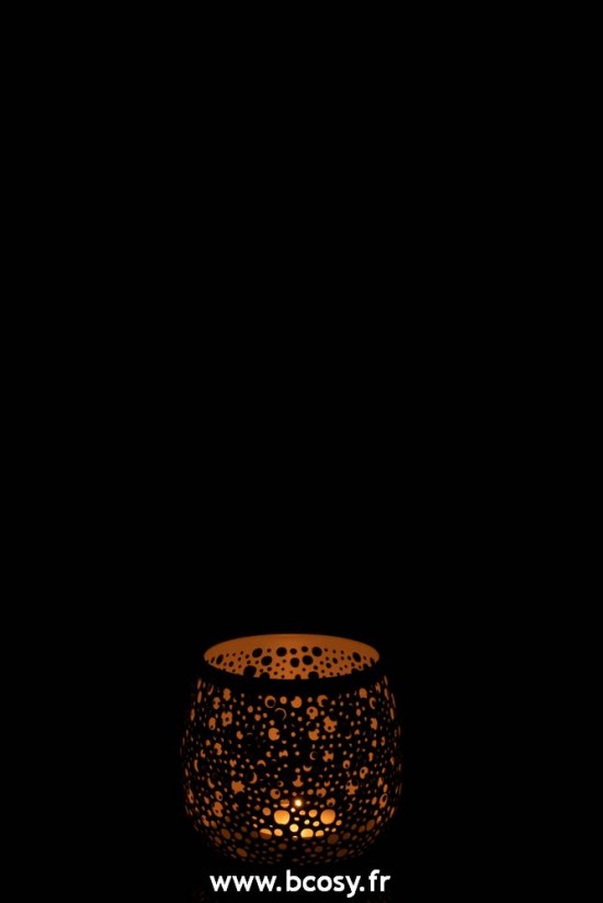 J-Line bougeoirs Jolipa Jline Photophore Perfore Metal Laque Blanc