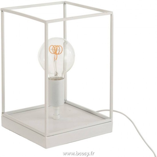 J Line Lampe 1 Ampoule Rectangulaire Cadre Metal Blanc Small 31 Jline 2954 by Jolipa 2954