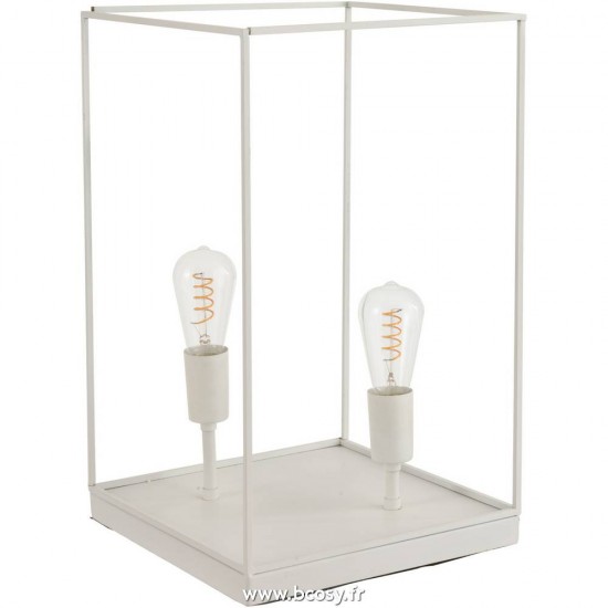 J Line Lampe 2 Ampoules Rectangulaire Cadre Metal Blanc Large 51 Jline 2955 by Jolipa 2955