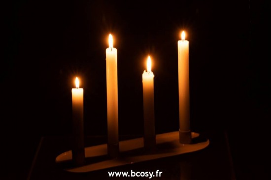 J-Line chandeliers candélabres Jolipa Jline Bougeoir 4 Parties Metal Laque Beige