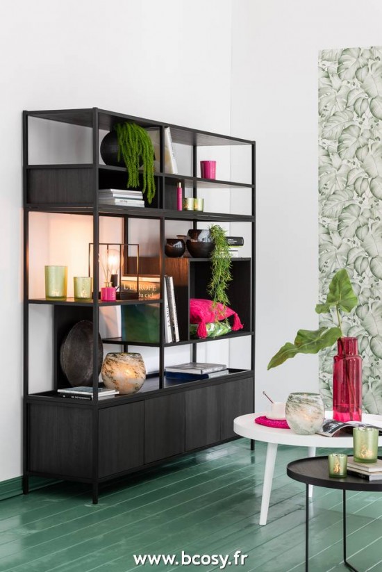 Jolipa Jline Lampe 1 Ampoule Rectangulaire Cadre Metal Noir Small