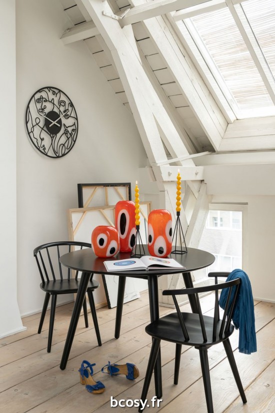 Jolipa Horloge Visages Metal Noir Large.