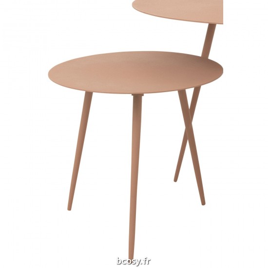 J-Line J Line tables d appoint bouts de canapé Jolipa Set De Trois Tables Gigognes Acier Vieux Rose.