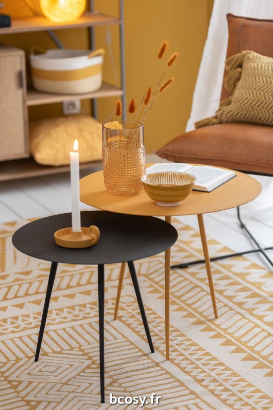 Jolipa Photophore Plateau Rond Aluminium Ocre.