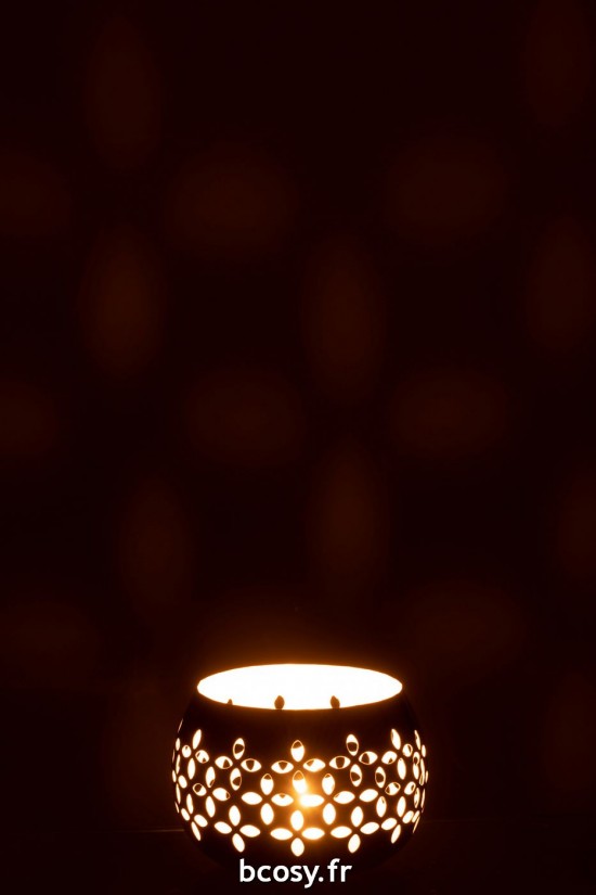 J-Line J Line bougeoirs Jolipa Photophore Perfore Fer Noir.