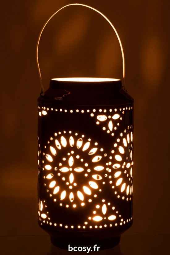 J-Line J Line lanternes photophores Jolipa Lanterne Haute Perfore Fer Noir.