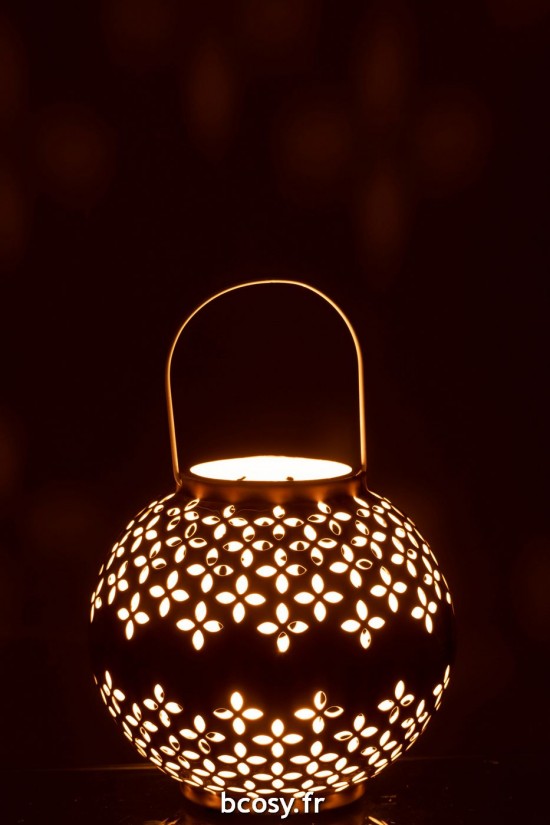 J-Line J Line lanternes photophores Jolipa Lanterne Boule Perfore Fer Ochre.