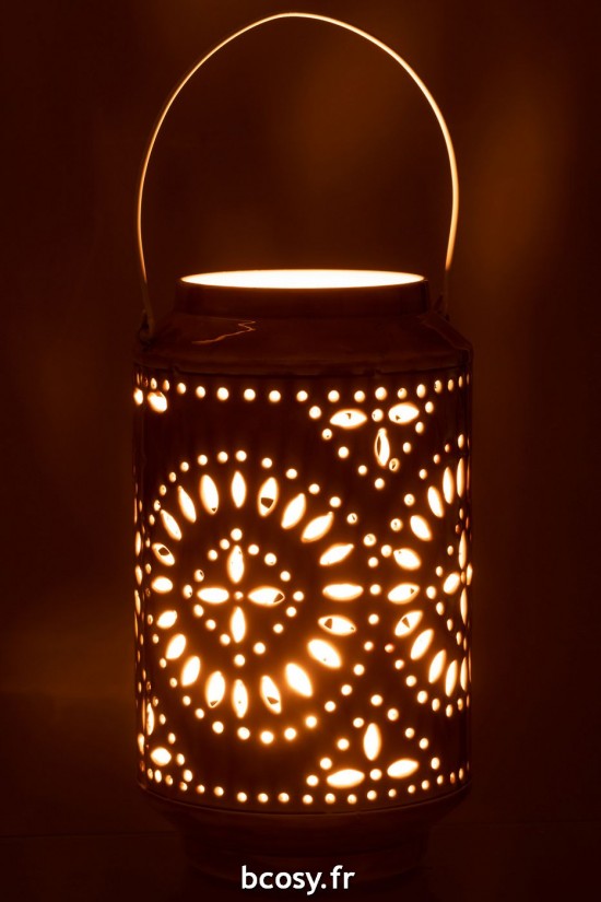 J-Line J Line lanternes photophores Jolipa Lanterne Haute Perfore Fer Ochre.