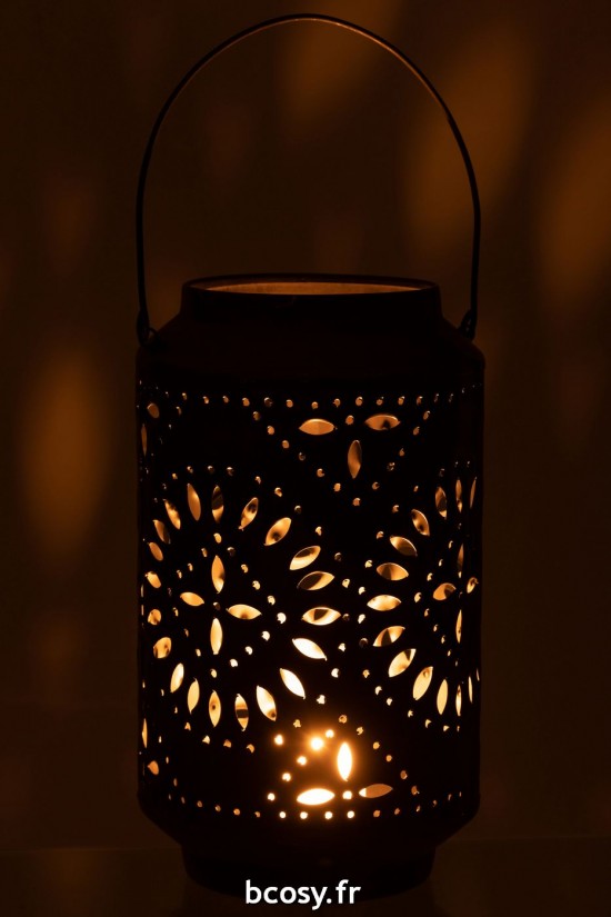 J-Line J Line lanternes photophores Jolipa Lanterne Haute Perfore Fer Noir Mat.