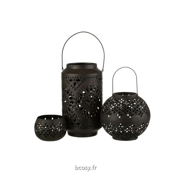 Jolipa Lanterne Haute Perfore Fer Noir Mat.