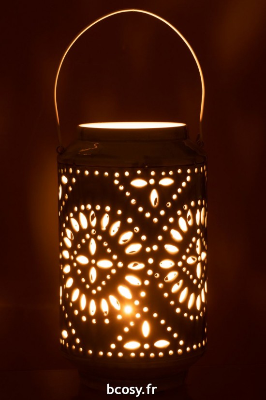 J-Line J Line lanternes photophores Jolipa Lanterne Haute Perfore Fer Bleu.