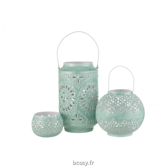 Jolipa Lanterne Haute Perfore Fer Bleu.