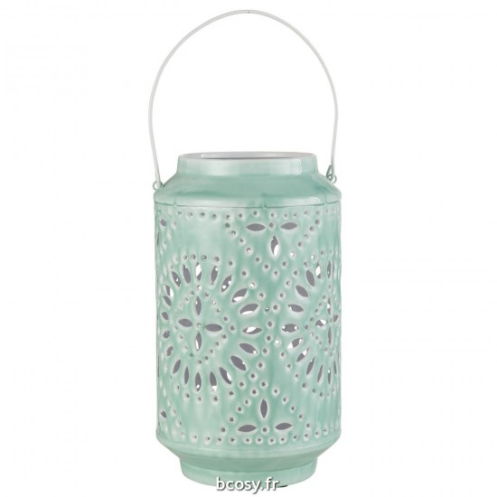 J Line Lanterne Haute Perfore Fer Bleu L18xB18xH43 cm JLine 30155 by Jolipa 30155.