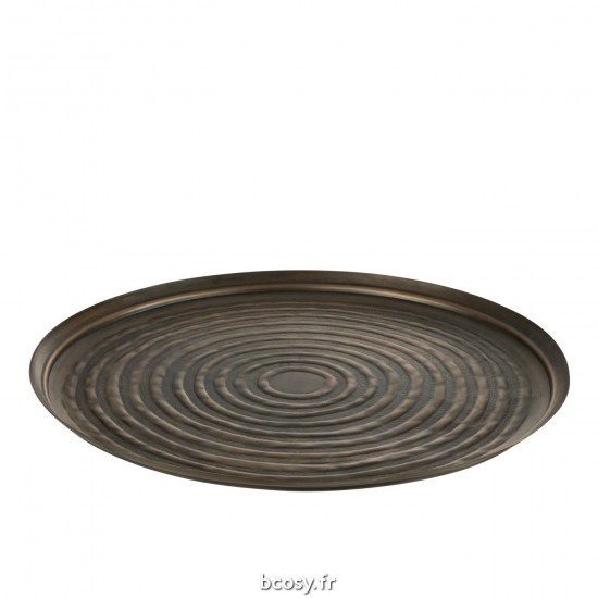 J Line Plateau Rond Classique Fer Bronze L L60xB60xH3 cm JLine 30162 by Jolipa 30162.